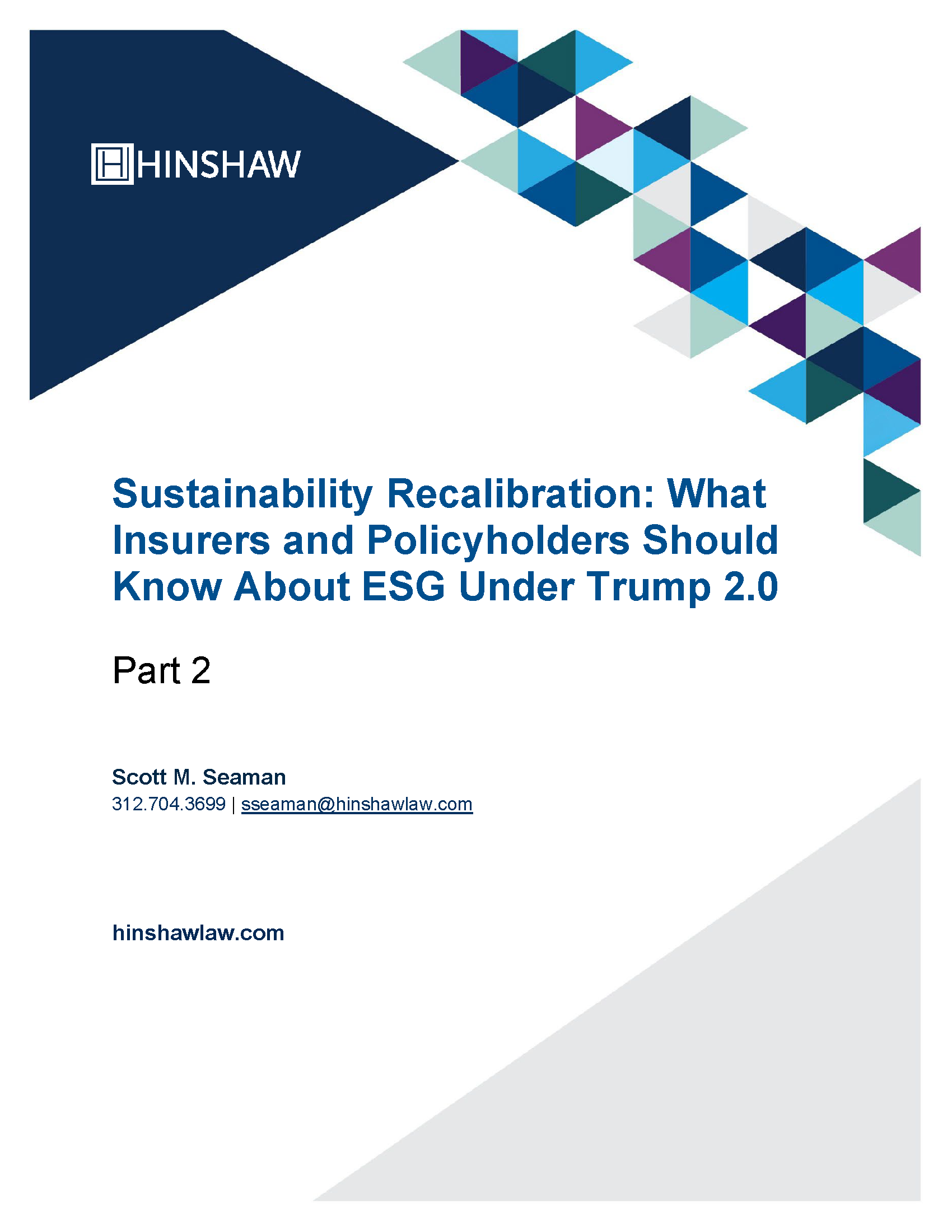 Cover image of Hinshaw white paper with colored diamond shapes, the Hinshaw logo, and title of the whitepaper