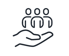 Hand supporting people image icon.