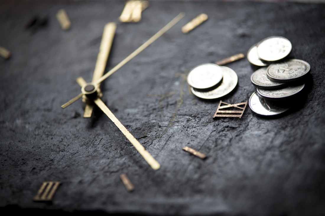 Coins on clock
