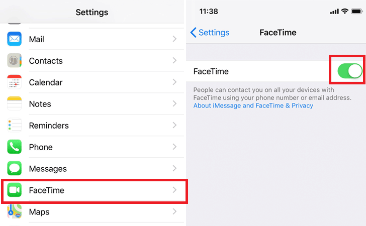 Disable Facetime